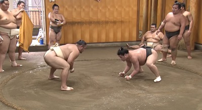 佐渡ヶ嶽部屋の朝稽古