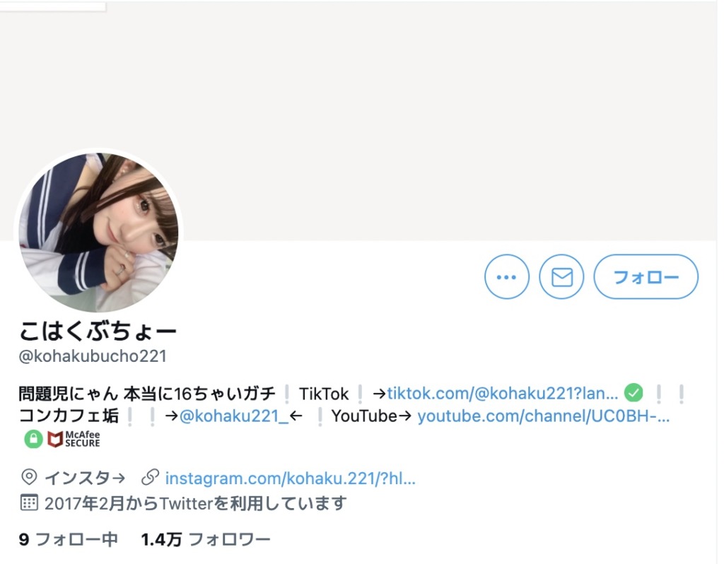 こはくぶちょーのTwitterプロフィール